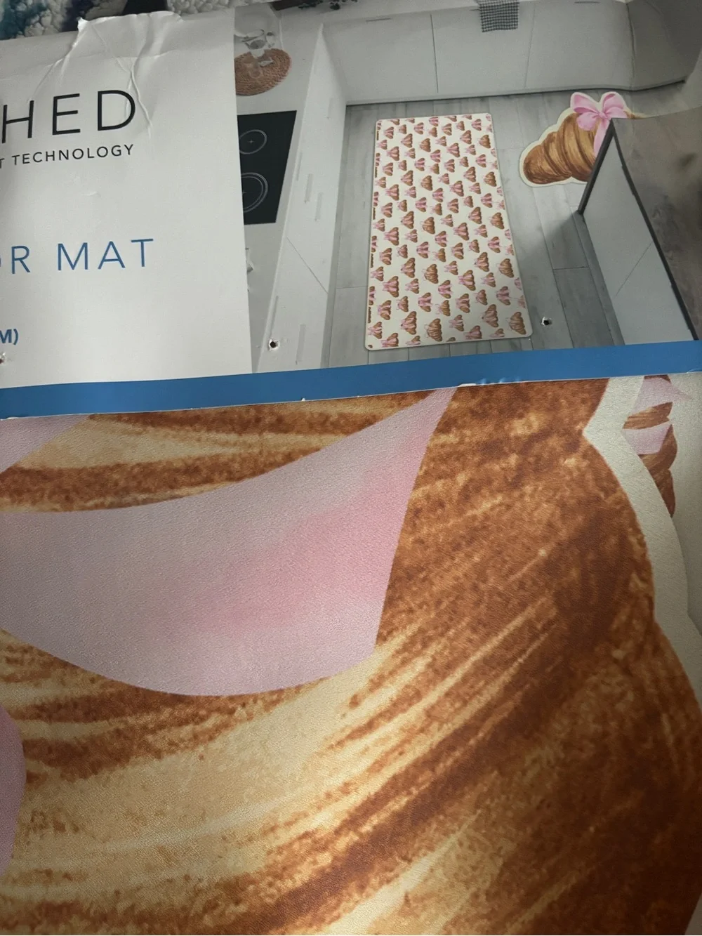 Pink & Brown Croissant Quick-Dry Floor Mat